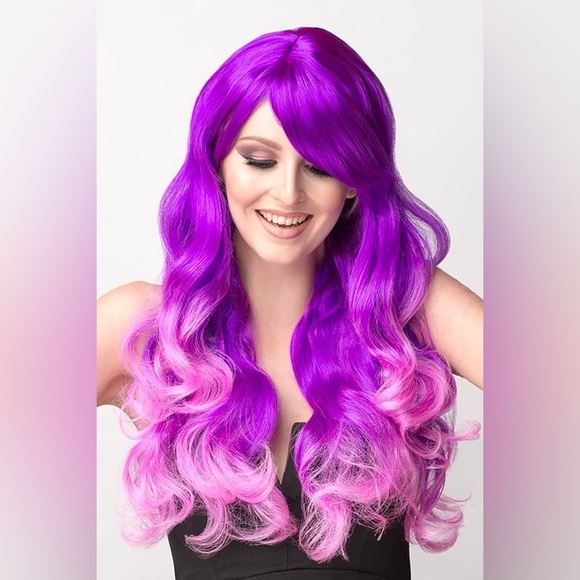 Long purple wig loose curls, dip dye dark light purple Yanina Annabelle’ wigs - Picture 2 of 6